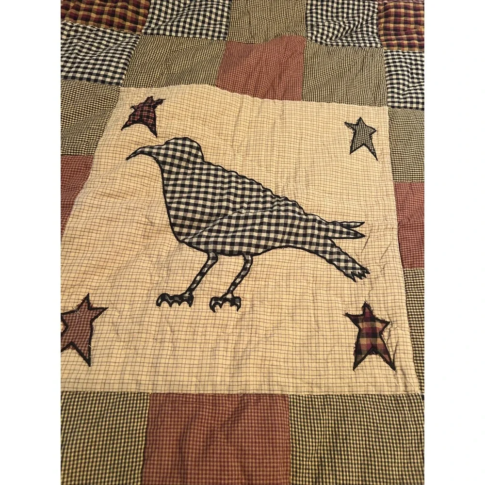 VHC Brands Heritage Farms Quilted Throw 50x60 Crow Star Primitive Country Wall